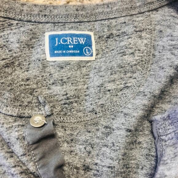Mens J Crew Gray Wash 1/4 Button Up Long Sleeve Henley L - Picture 4 of 4